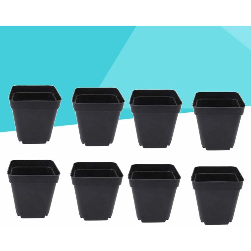 50 pcs Black Seedling Pot - Square Plastic Plant Pots - Small Indoor Outdoor Flower Pot (Black/ 6X6X6.5Cm) - Image 1