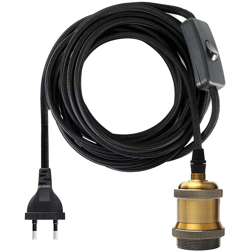 E27 Socket With Switch, 1.2 Meters Fabric Cable Electrical Wire For Bulb Socket/Edison Retro Pendant Light/Creative - Image 1