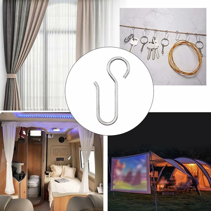 Curtain Clip Hooks, 40 Pieces Curtain Rail Hooks, Heavy Duty Zinc Curtain Hooks, For Door Curtains, Etc. (50X2.5Mm) - Image 3