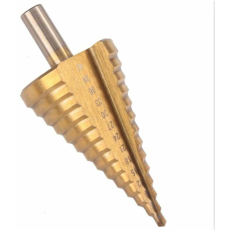 Step Cone Drill Bit - 4-42Mm - 14 Sizes - High Speed Steel ROund Shank Hole Cutter Tool - Image 1