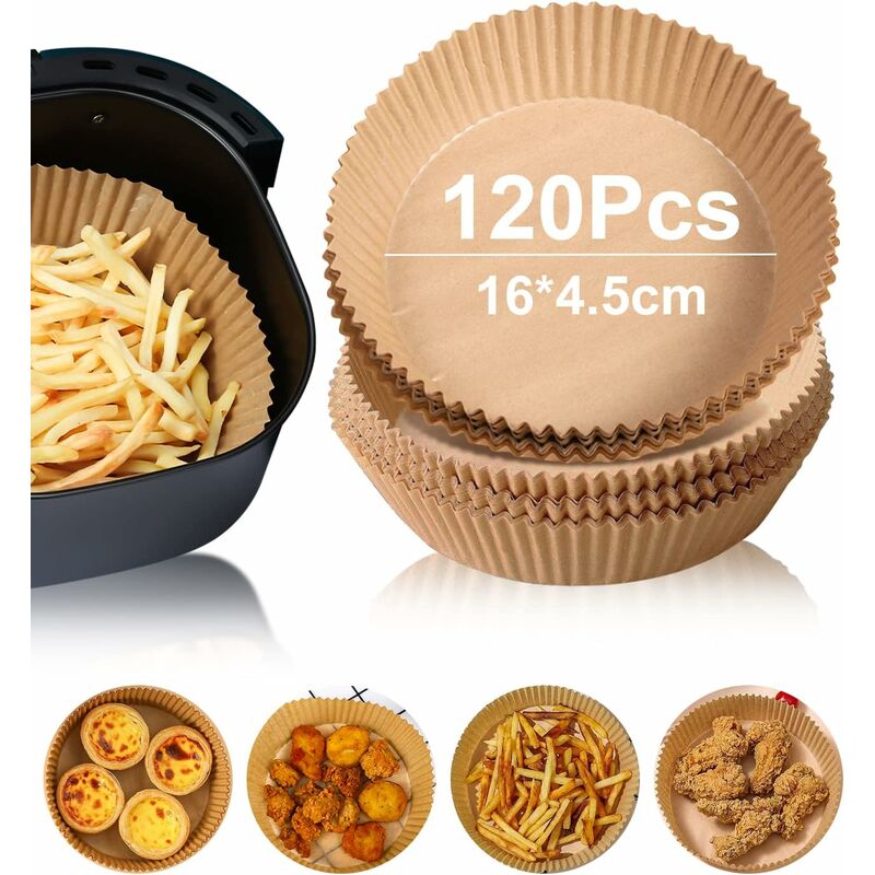 Air Fryer Paper Sheets 120 Pieces, Air Fryer Paper Liner, Air Fryer Parchment Paper, ROund Air Fryer Paper(16 4.5) - Image 1