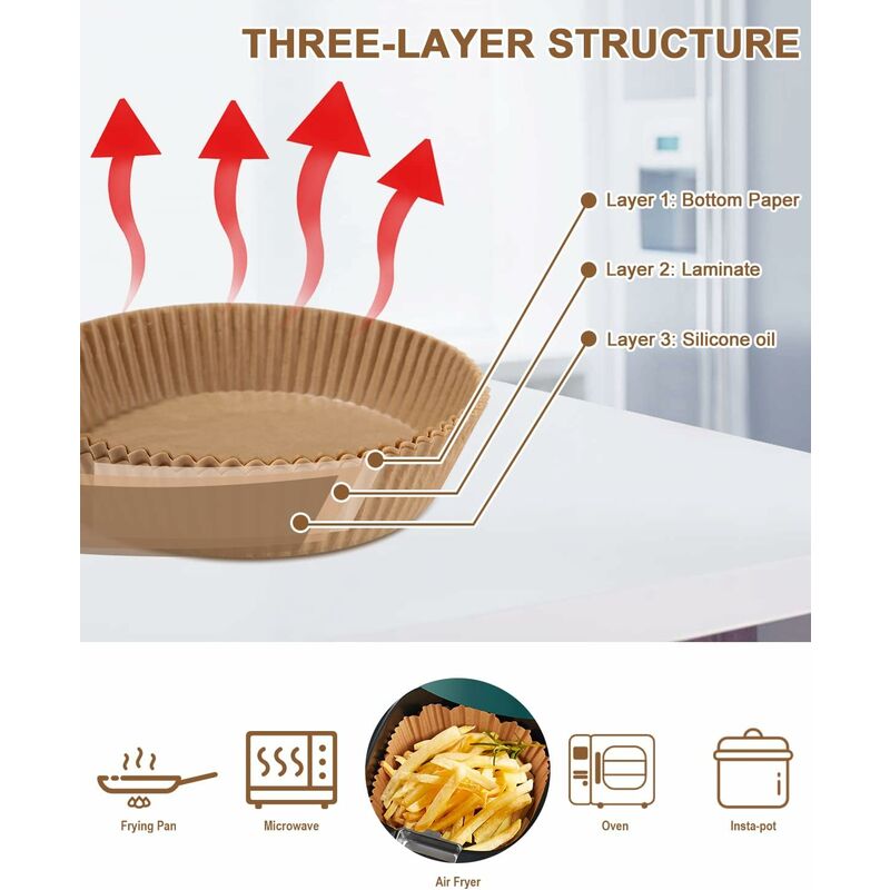 Air Fryer Paper Sheets 120 Pieces, Air Fryer Paper Liner, Air Fryer Parchment Paper, ROund Air Fryer Paper(16 4.5) - Image 2