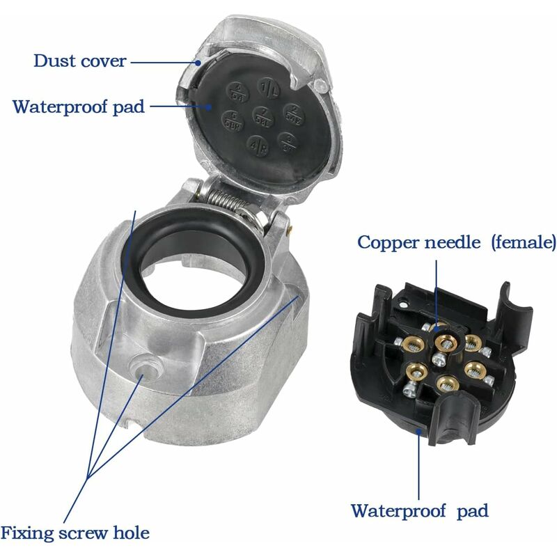 7 Pin Aluminum Alloy 7 Pin Electrical Trailer Socket Car Light Connectors For Boats, Caravans, Motorhomes Or Other - Image 2