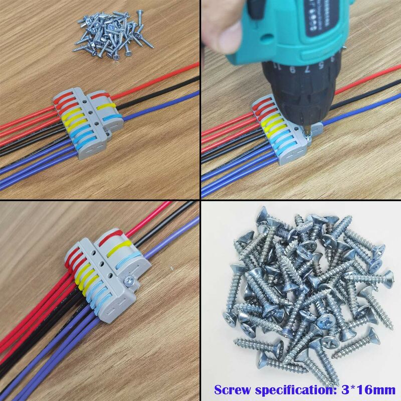 Electrical Connector, 6 pcs 3 In 9 Out Compact Conductor Connector, Cable Terminal Block Quick Spring Connector, With - Image 4