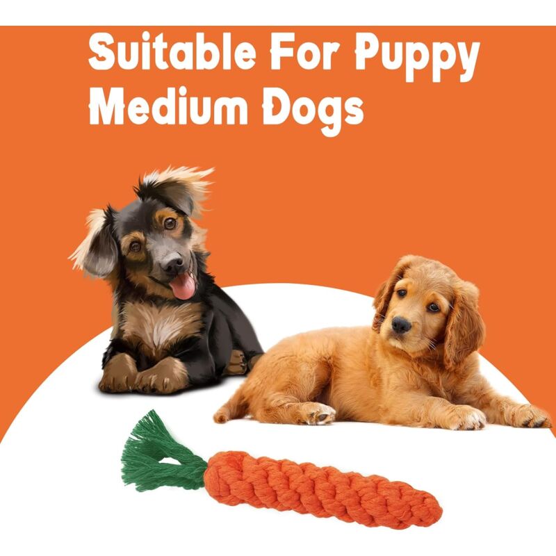 2 pcs Carrot Dog Chew Toys, Braided ROpe Dog Toy, Carrot Dog Toy, Durable Cotton Braided ROpe Chew Toys For Small - Image 2