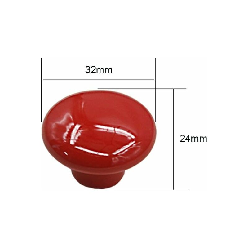 Red Ceramic Drawer Pulls And Knobs Furniture Handle Door Knob For Kids ROom Pack Of 10 (Comes With Screws) - Image 2