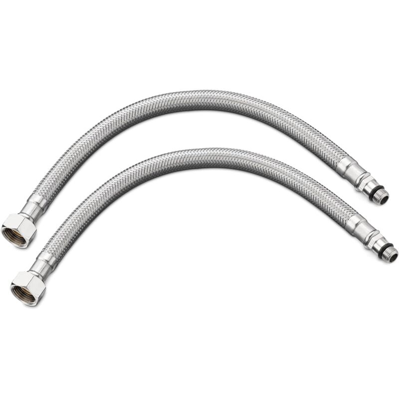Flexible Kitchen Hose 60Cm Pack Of 2 Standard G3/8 X M10 X 60Cm Connection Tubes For Kitchen Bathroom Sink Faucet - Image 1