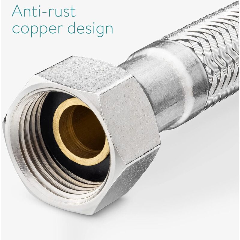 Flexible Kitchen Hose 60Cm Pack Of 2 Standard G3/8 X M10 X 60Cm Connection Tubes For Kitchen Bathroom Sink Faucet - Image 3