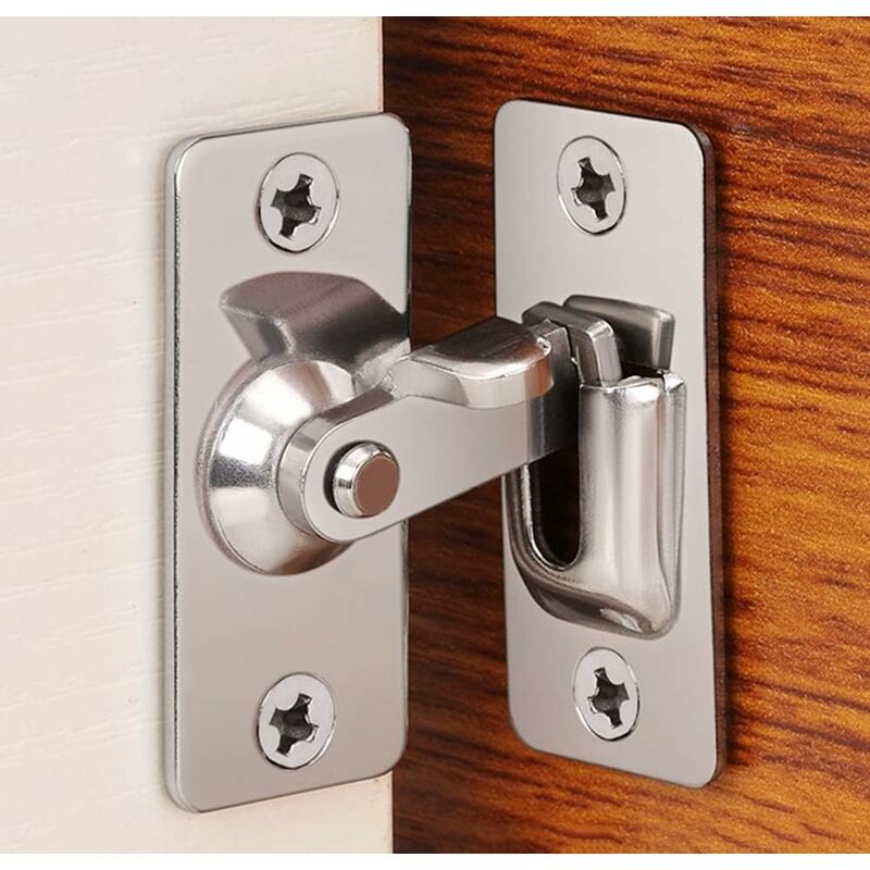 90 Degree Right Angle Stainless Steel Door Lock, Used For Wooden Fences, Doors And Windows, Sliding Doors (Silver) - Image 1