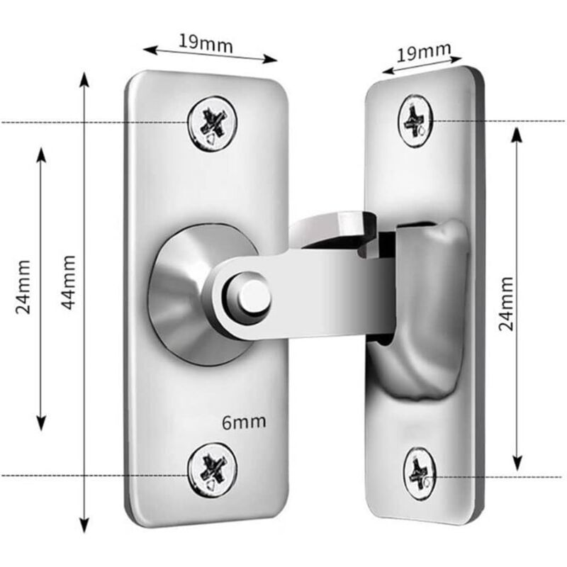 90 Degree Right Angle Stainless Steel Door Lock, Used For Wooden Fences, Doors And Windows, Sliding Doors (Silver) - Image 2
