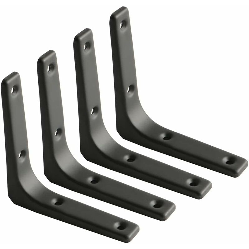 Wall Shelf Bracket, Matte Black Metal Bracket, Metal Shelf Support For Kitchen Decor, Heavy Duty Bracket, 100Mm100Mm, 4 - Image 1
