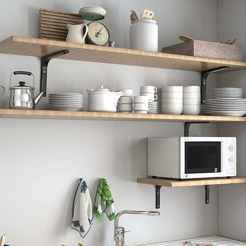 Wall Shelf Bracket, Matte Black Metal Bracket, Metal Shelf Support For Kitchen Decor, Heavy Duty Bracket, 100Mm100Mm, 4 - Image 2