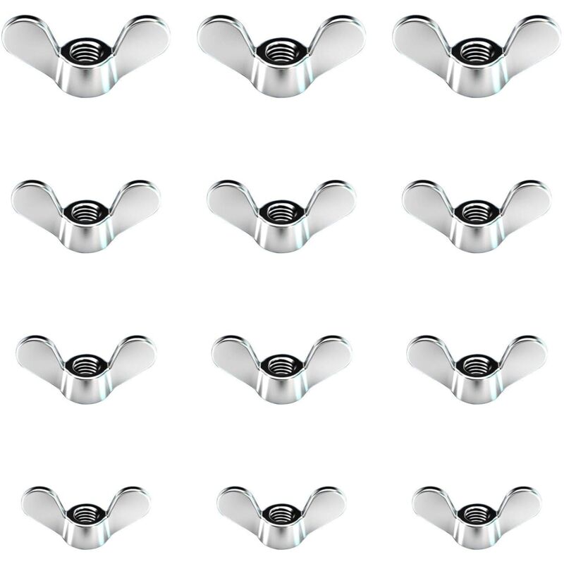 12 pcs Bright Zinc Wing Nuts Wing Nuts In Size M4 M5 M6 M8 Assortment Wing Bolts For Diy Tools Silver Clamping Bolt For - Image 1