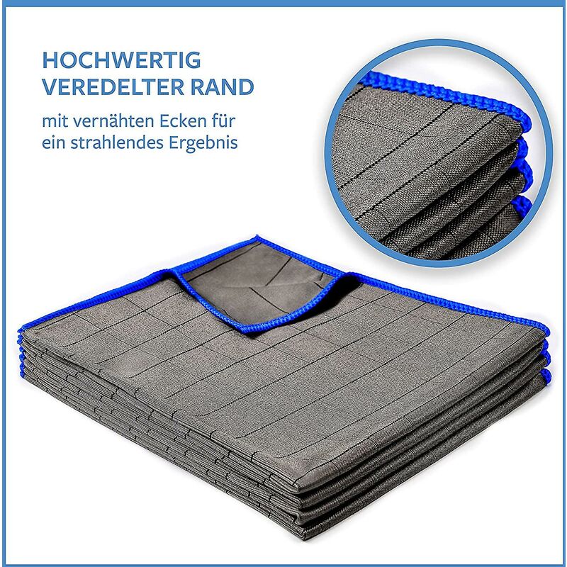 4X Professional Microfiber Glass Cloths 400Gsm - Streak-Free Cleaning Of Windows, Glasses - Extremely Absorbent, - Image 3