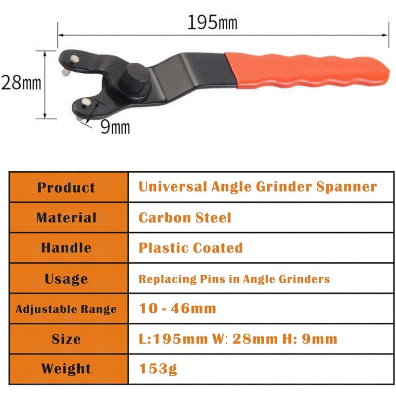 Universal Wrench For Angle Grinder 10-46Mm With Plastic Anti-Slip Handle - Image 3