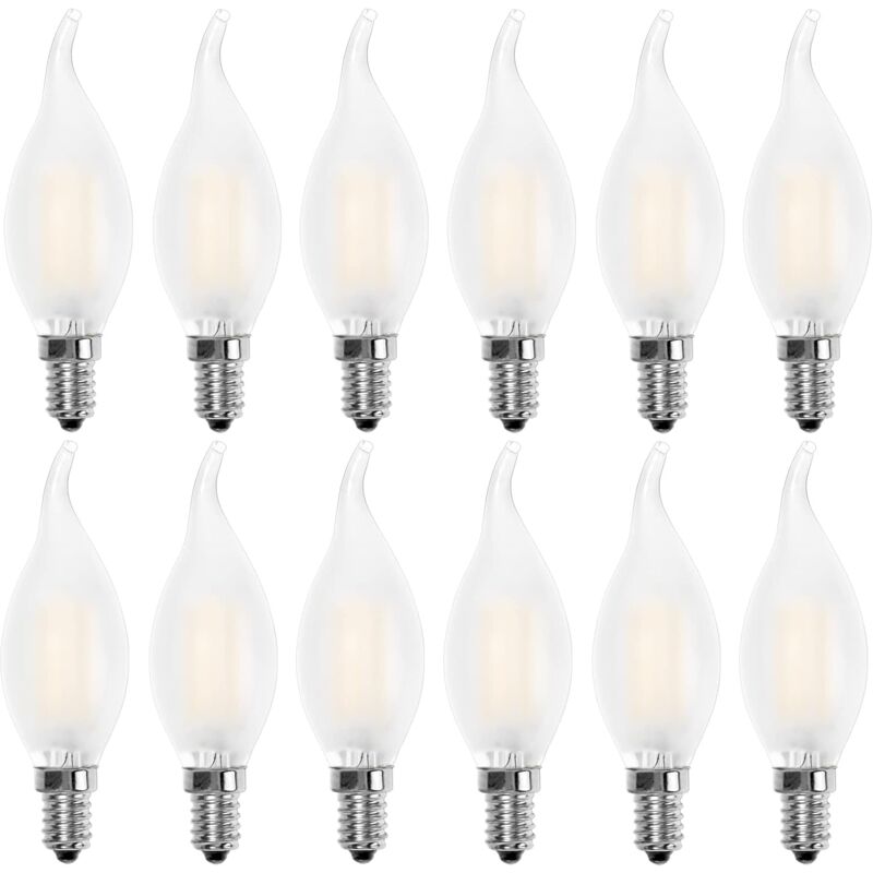 LED Bulb E14 Flame, Candle Shape, Warm White 2700K, 4W Incandescent Equivalent 40W, 400Lm, Pack Of 12 [Energy Class A+] - Image 1