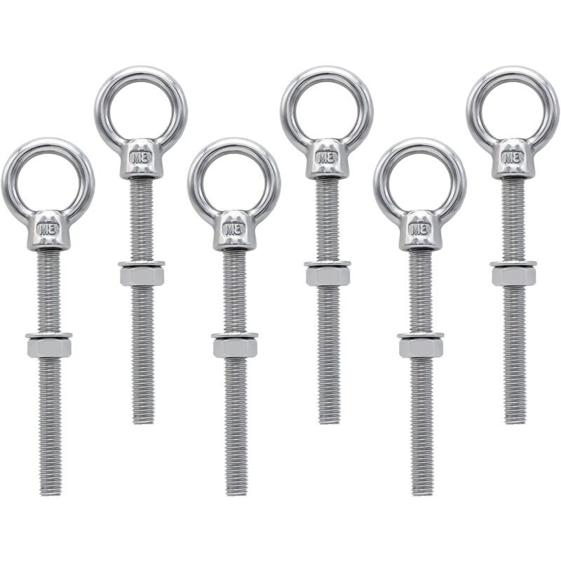 Eye Bolts M8 X 80Mm Stainless Steel Metric Thread M8 Eye Bolts For Fixing And Hanging, 6 pcs - Image 1