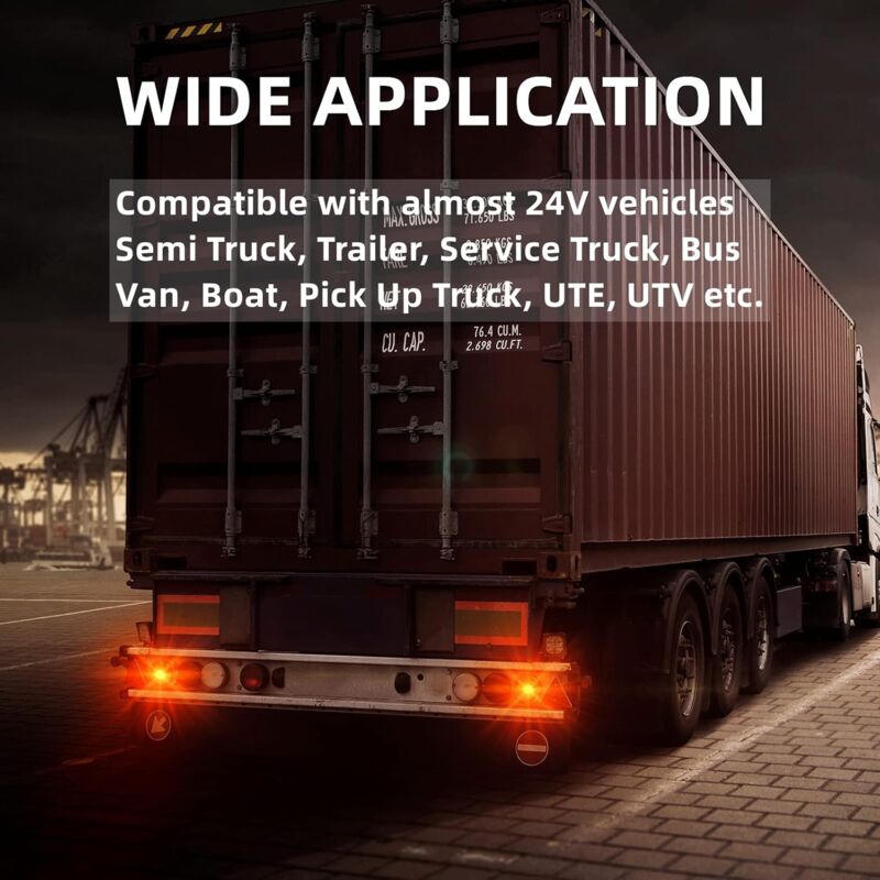 2 pcs Truck Tail Lights, 24V ROund Integrated High Brightness LED Tail Lights, Brake Lights For Trailer, Truck, Vans, - Image 4