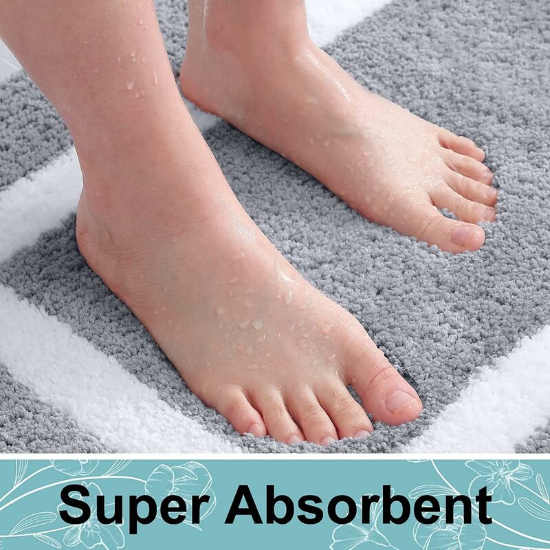 Non-Slip Bath Mat, Soft Microfiber Bathroom Mat, Absorbent High Pile Bath Mat, Machine Washableable - 40 X 60 Cm - Grey - Image 4