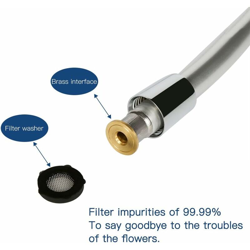 Pvc Shower Bath Hose Extra Replacement Bathroom Extension 1.5M Flexible Hose Handheld Shower Hose (G1/2，1.5M) - Image 4