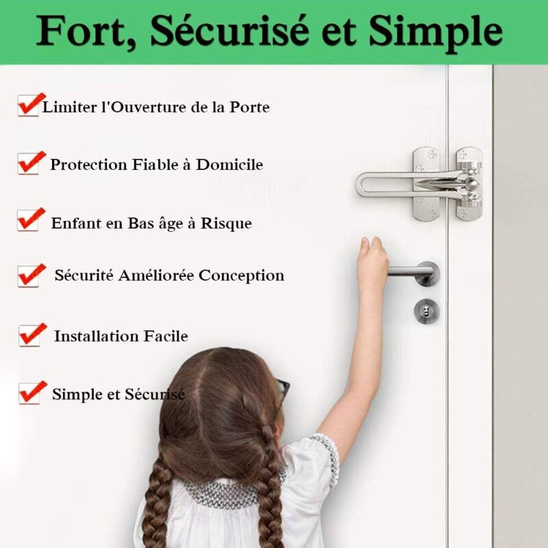 2Pack Security Door Lock Steel Window Guard Lock Entry Door Without Chain Lock Latch For Window Door - Image 2