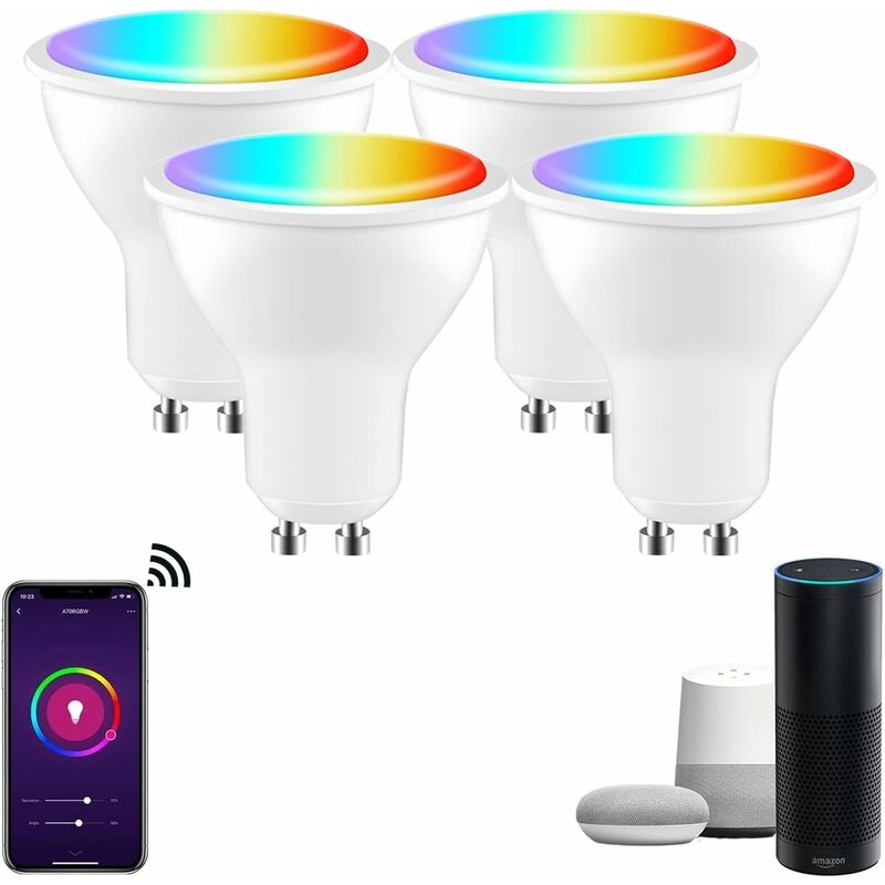 [Pack Of 4] Gu10 5W LED Bulb, Gu10 Alexa, Rgbw 3000K-6500K, [App Control] [Voice Control], Compatible With Google Home, - Image 1