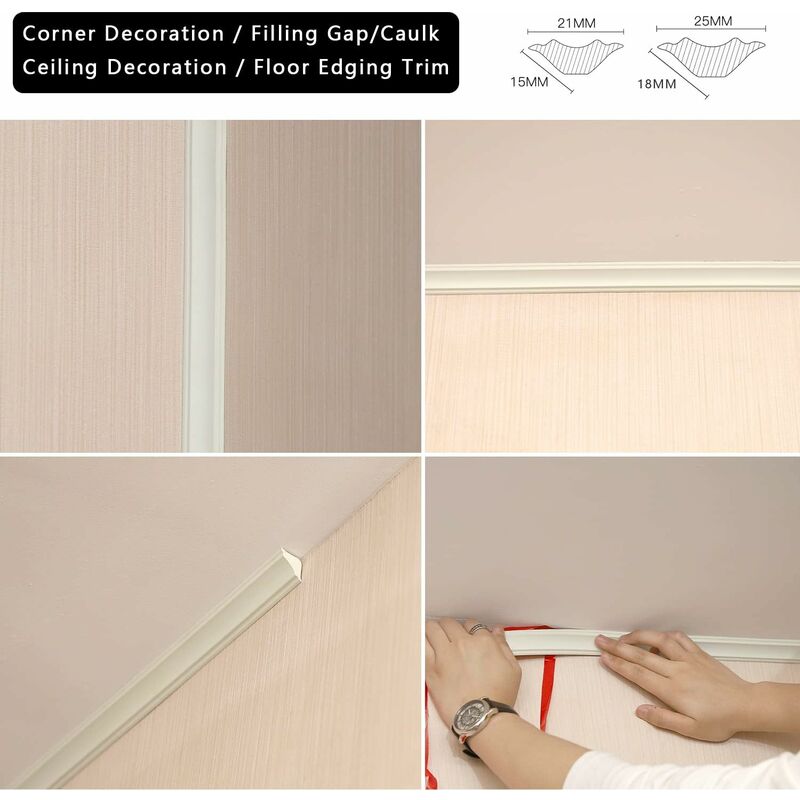 5 Meters Flexible Moulding Trim, Caulk Strips, Self-Adhesive, For Bathtub Corners, Toilets, Countertops, Baseboard, - Image 4