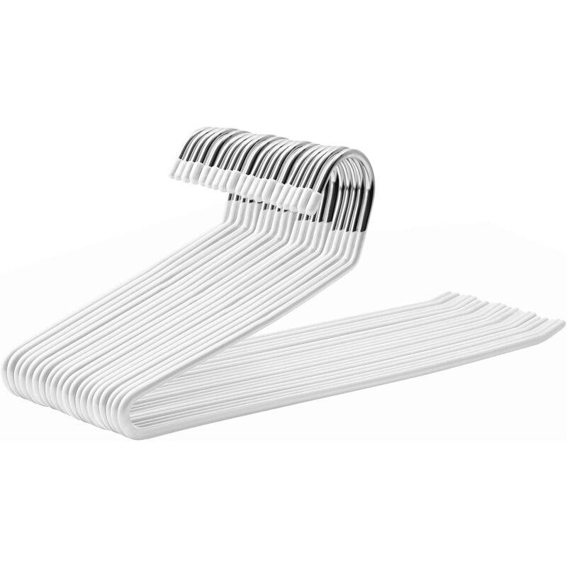 20 Pack Metal Trouser Hangers, Open End Hanger, Non-Slip Coating, Space Saving, 35Cm Length, White - Image 1