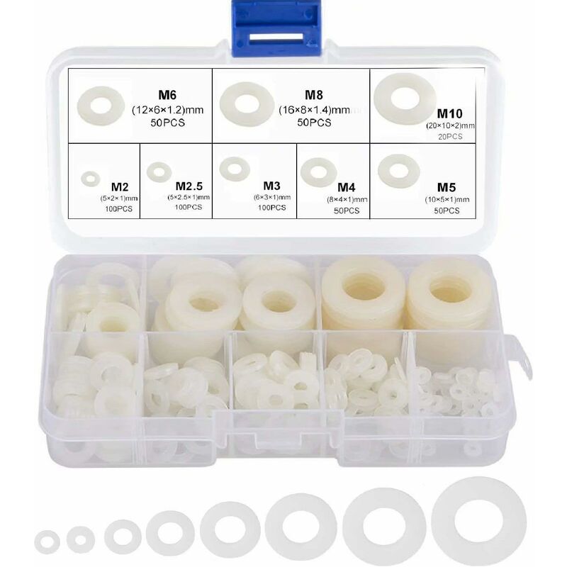 Nylon Washer Plastic Spacer M2.5 M3 M4 M5 M6 M8 M10 Flat Washer ROund 520 pcs - Image 1