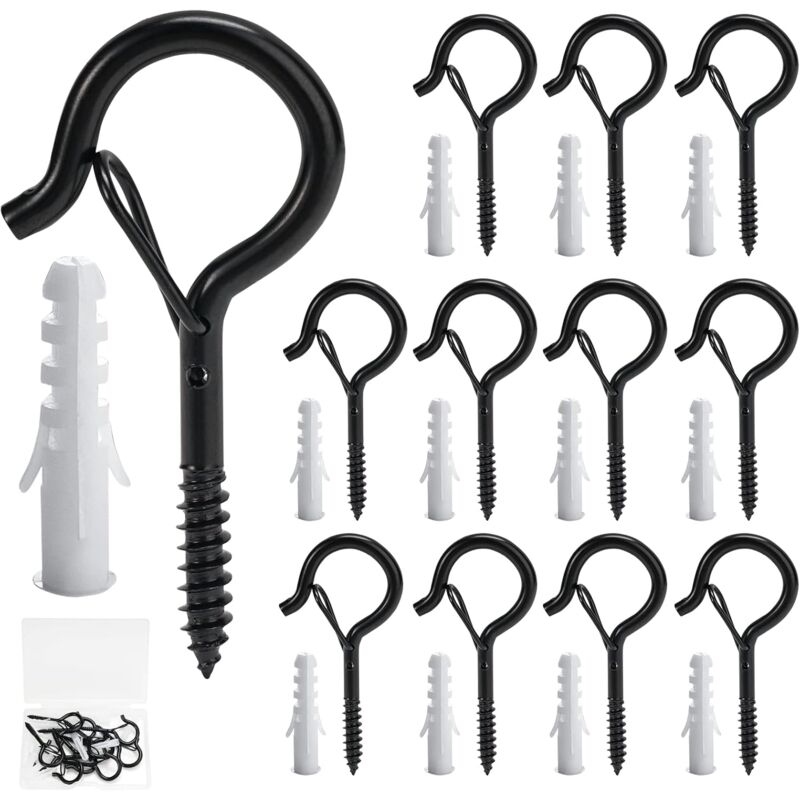12 Pack Screw Hooks, Screw-In Wall Hooks, Outdoor Screw-In Hooks, Outdoor Garland Hanger, Gutter Hook For Hanging - Image 1
