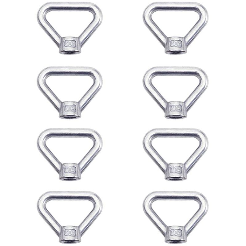 Lifting Eye Nut 8 pcs M8 Ring Nut Screw Nut Silver 304 Stainless Steel Triangle Ring Nut Lifting Ring Eye Nut Fastener - Image 1
