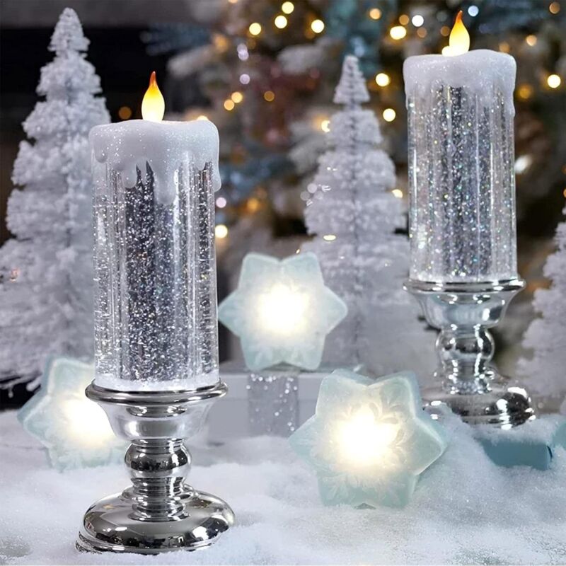 Flickering Flameless Candles Christmas LED Candles - Usb Rechargeable Color Changing Christmas Candles, LED Water - Image 2