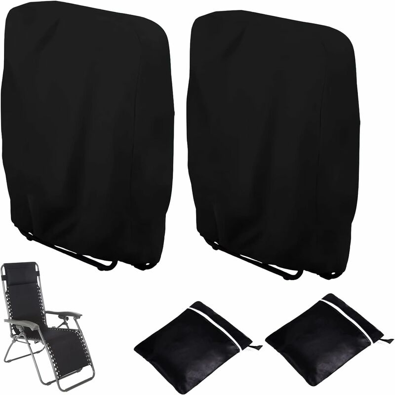 2 pcs Folding Sun Lounger Cover, Windproof Anti-Uv Waterproof Folding Garden Chair Covers, Garden Sun Lounger Cover, - Image 1