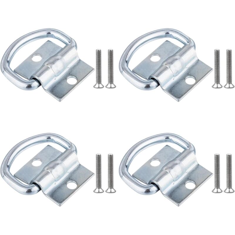 4 pcs Tie Down Rings, D-Ring Trailer Tarpaulin Tie Downs With Screws For Boats, Trucks, Vans And Homes - Image 1
