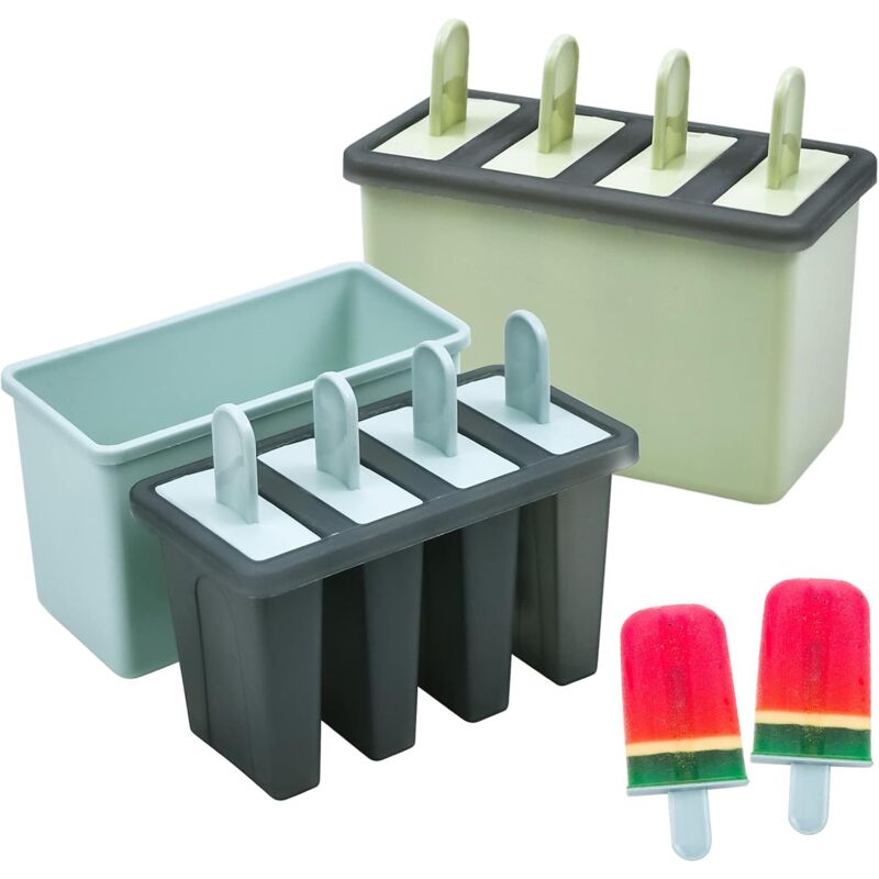 8 Cell Ice Cream Mold With Stick, Ice Lolly Molds, Reusable Popsicle Molds, Ice Pop Mold For Kids And Adults, Bpa Free, - Image 1