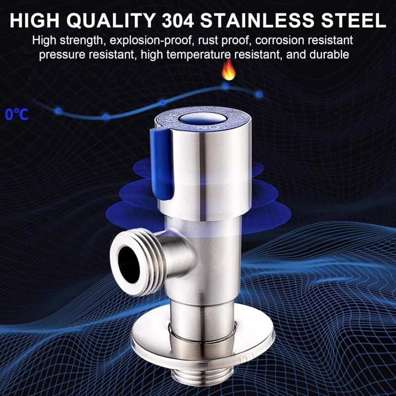 2 pcs Stainless Steel Faucet Angle Valve 1/2' Angle Valve Angle Control Valve For Bathroom, Kitchen, Toilet (Blue, Red) - Image 4