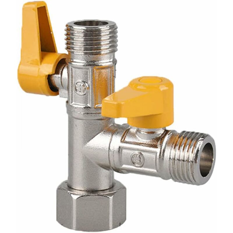 Brass Three Way Valve, Brass Three Way Shower Valve, Brass Three Way Valve, T Connection, Kitchen Or Bathroom Stop Valve - Image 1
