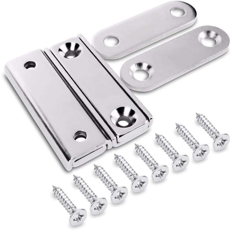 2 pcs Rectangular Neodymium Magnets With Hole 40X13.8X5Mm, 15Kg Force + 2 Steel Washers + 8 Screws Included - Image 1