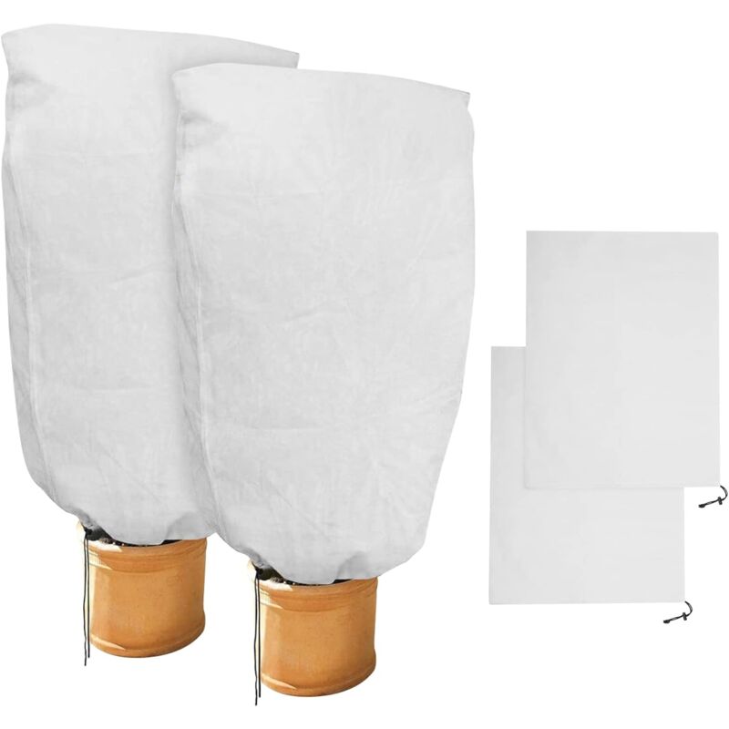 2 Pieces Plant Winter Protection Bags Winter Protection For Potted Plants, White, Solid, 100 X 80 Cm - Image 1