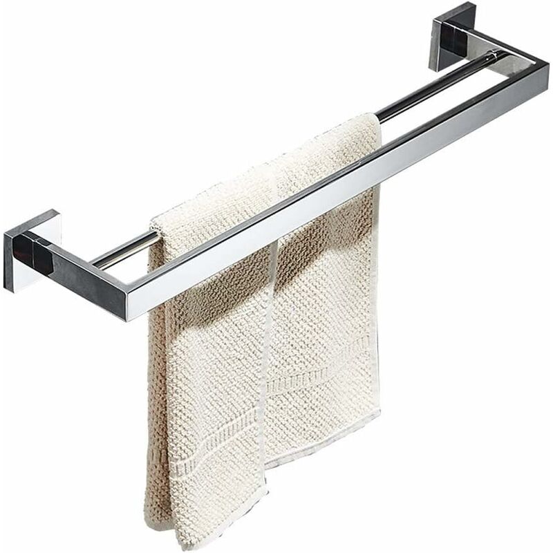 Bathroom Wall Mounted Towel Rack, Double Towel Bar, Chrome Mirror Polished, 60Cm - Image 1