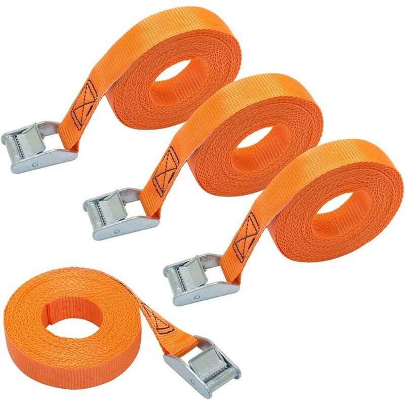 Lashing Straps, 6 M Length, 25 Mm Width, 150 Kg Lashing Capacity, Complies With Din En 12195-2 - Orange - Image 1
