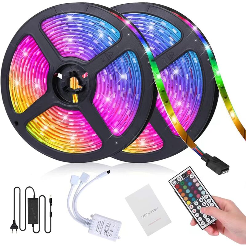 LED Strip 10M, LED Bedroom Rgb LED Strip Light LED Strip For Bedroom 300 LEDs 5050 Rgb Ip65 Waterproof 44 Key Remote - Image 1