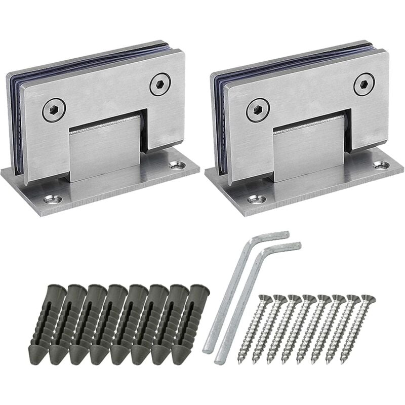 2 Pack 90 Degree Shower Door Hinges With Screws, 4Mm Thickness Stainless Steel For Bathroom Door And Glass (Silver) - Image 1