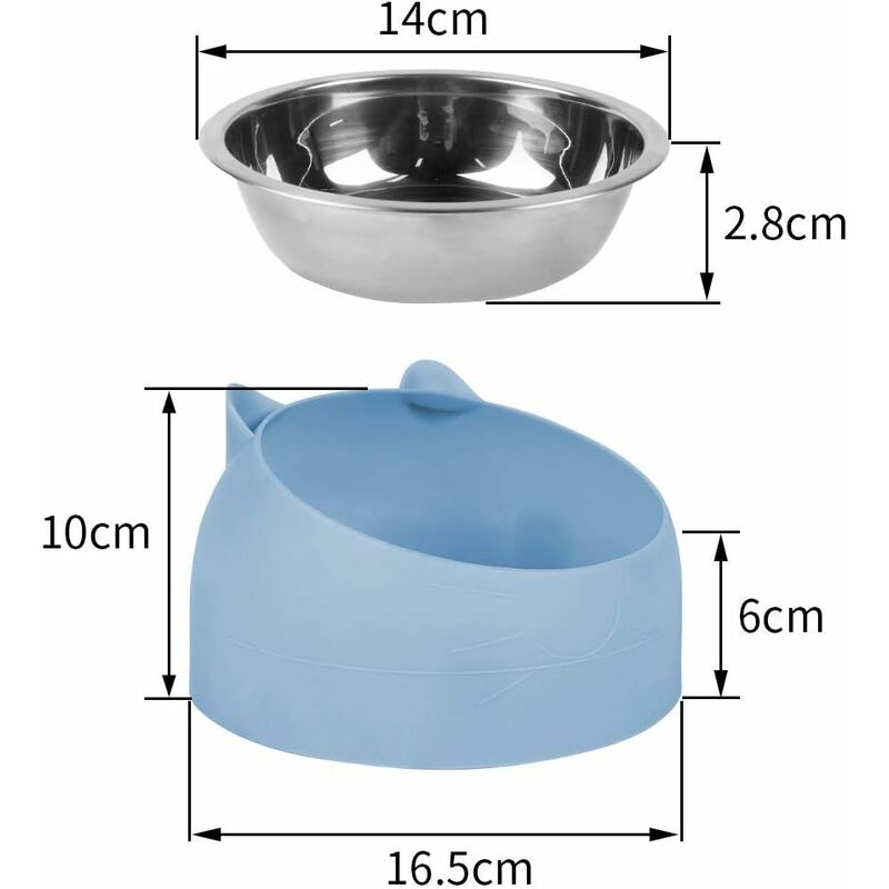 Cat Bowl, Pet Bowl Set, Raised And Tilted Cat Bowl, Small Dog Bowl, Removable Cat And Dog Bowl, 15° Tilted Raised - Image 2