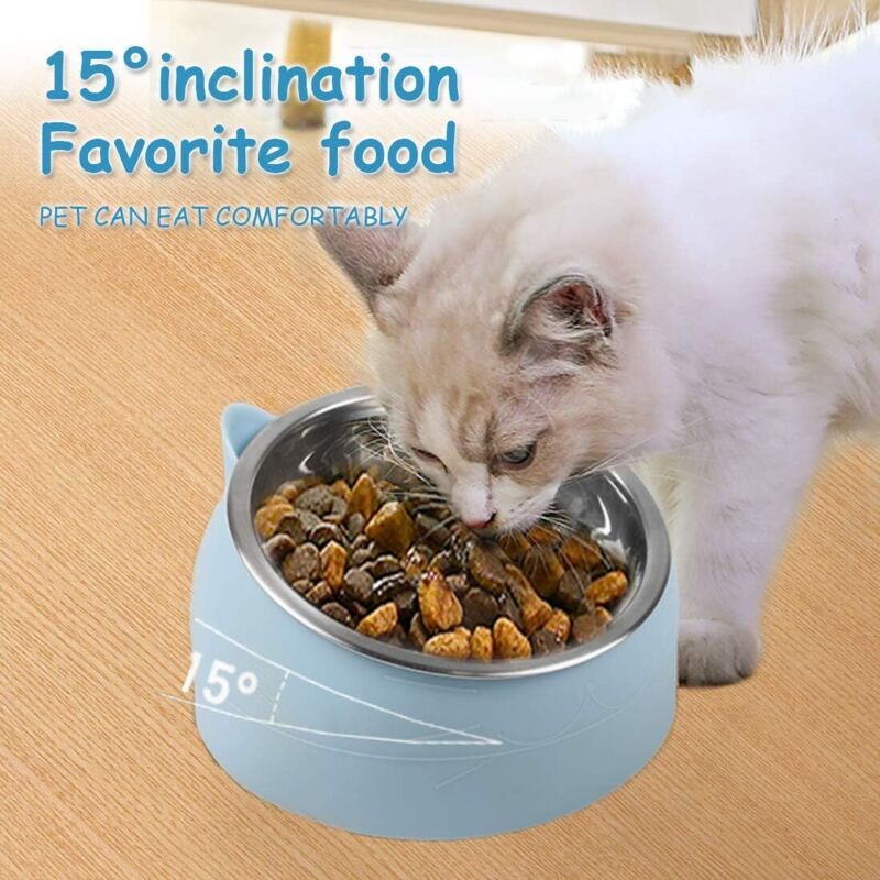 Cat Bowl, Pet Bowl Set, Raised And Tilted Cat Bowl, Small Dog Bowl, Removable Cat And Dog Bowl, 15° Tilted Raised - Image 4