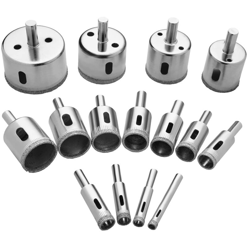 Diamond Drill Bit, 15 pcs Hole Saw Tools Set, Diamond Hole Saw For Glass/Tile/Ceramic/Marble/Porcelain Carbon Steel - Image 1