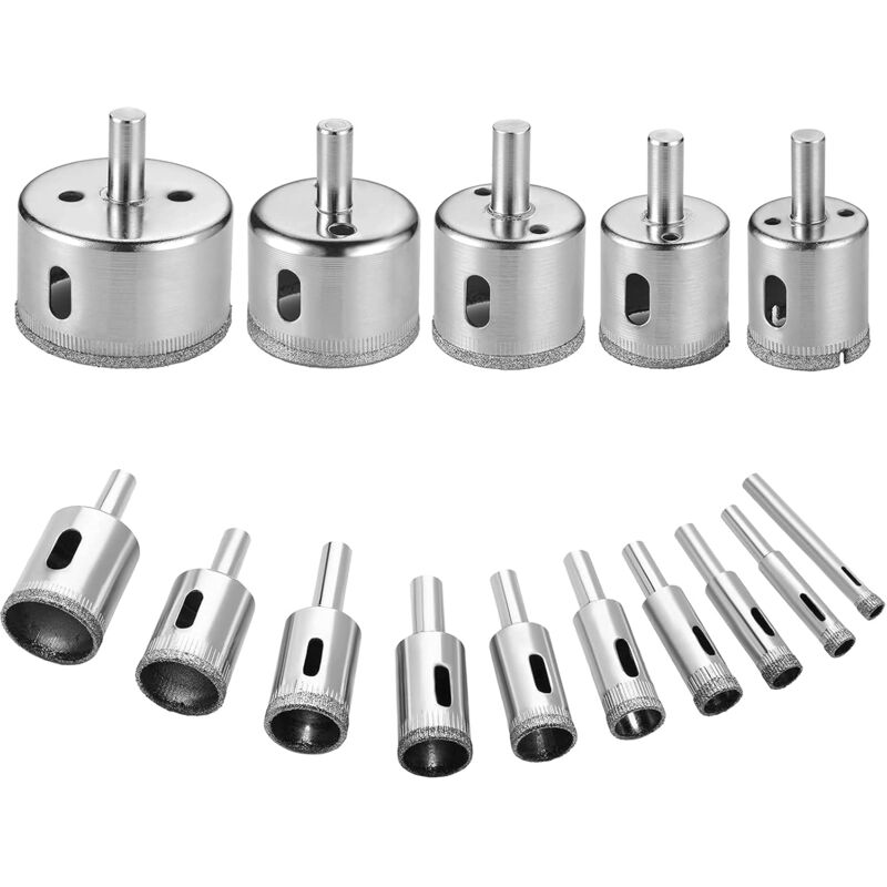 Diamond Drill Bit, 15 pcs Hole Saw Tools Set, Diamond Hole Saw For Glass/Tile/Ceramic/Marble/Porcelain Carbon Steel - Image 2