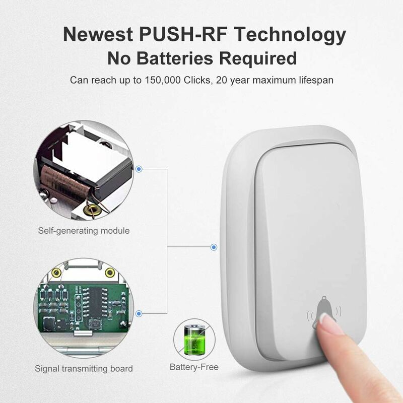 Wireless Doorbell Outdoor Waterproof With 2 Receivers Ip68 Waterproof 150M Range 4 Volume Levels 36 Ringtones Battery - Image 2