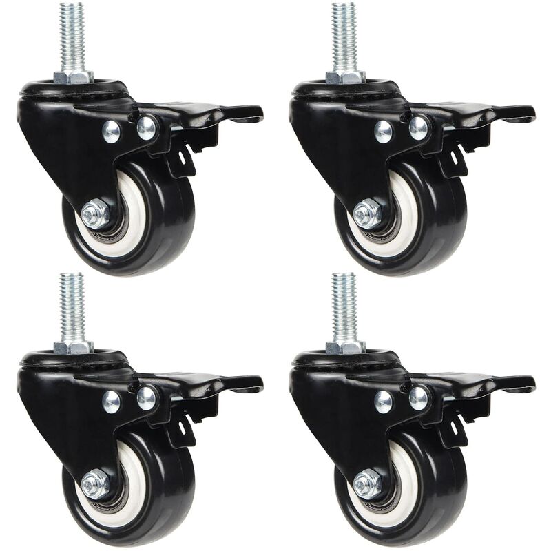 4 Swivel Casters 50Mm Furniture Transport Casters, 40Kg Load Capacity Each, M10 Screws - Image 1