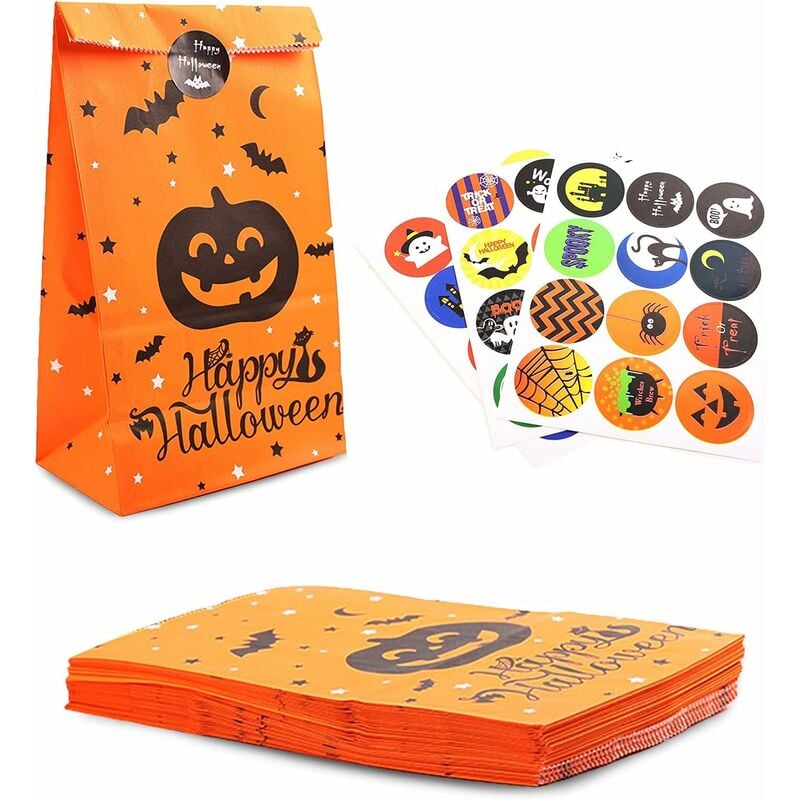 Halloween Paper Bag Candy Bag Gift Bag Set 36 pcs Kraft Paper Bag Kids Birthday Party Wedding Gift Wrapping Paper Bag - Image 1